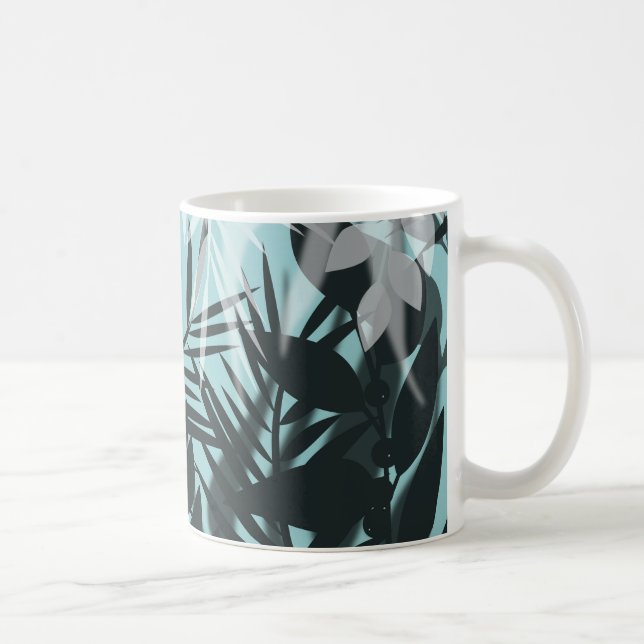 Mug Motif tropical noir bleu clair (Droite)