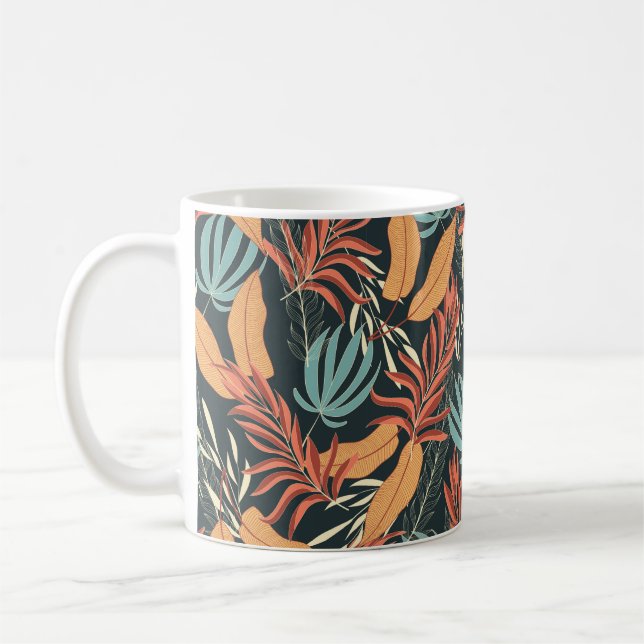 Mug Motif tropical transparent avec jaune vif (Gauche)