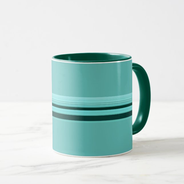 Mug Motif Turquoise à rayures modernes (Devant droit)
