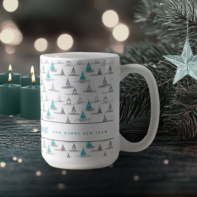 Mug Motif turquoise d'arbre de Noël n° 5 ID1009 (Créateur téléchargé)