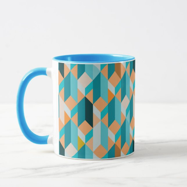 Mug Motif turquoise et orange de formes (Gauche)
