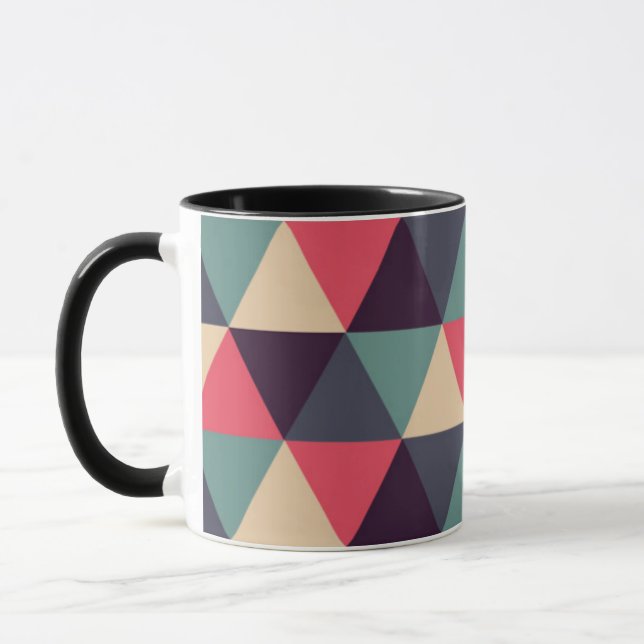 Mug Motif turquoise et rose de triangle (Gauche)