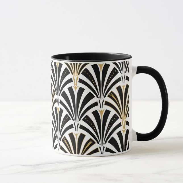 Mug Motif ventilateur Art déco - noir et blanc (Droite)