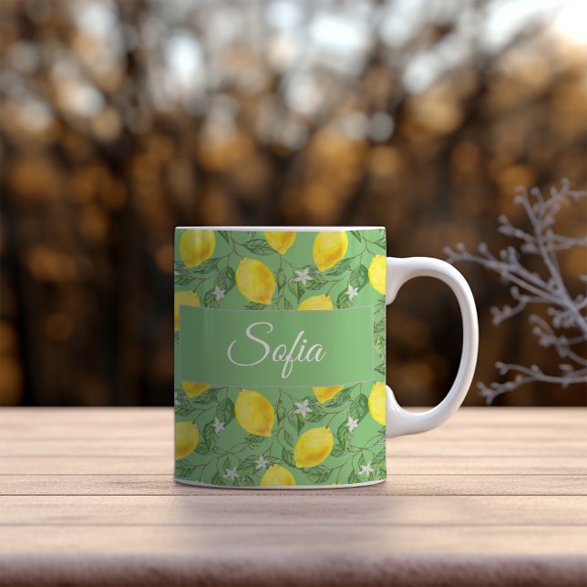 Mug Motif vert citron jaune rustique (Créateur téléchargé)