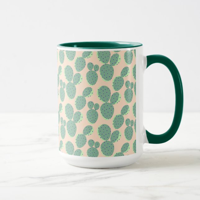 Mug Motif vert et rose de cactus (Droite)
