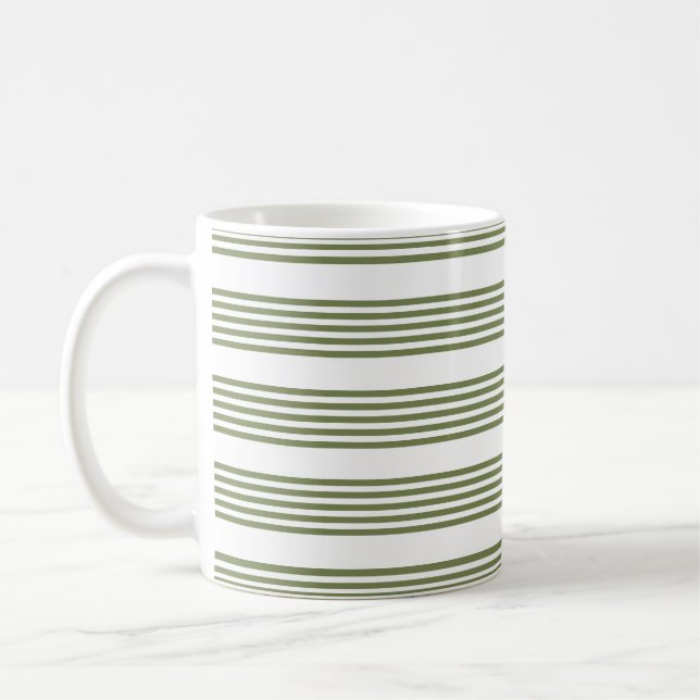 Mug Motif vert olive et blanc cinq bandes (Gauche)