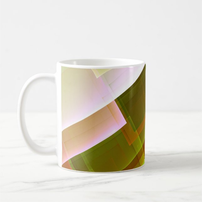 Mug Motif vert orange abstrait géométrique (Gauche)