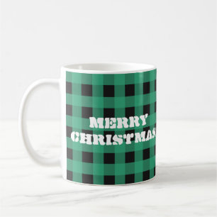 Mug Motif Vichy Buffalo Noël Monogramme Personnalisé