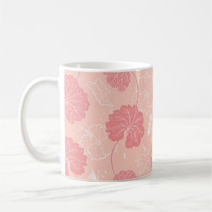 Mug Motif victorien vintage avec feuilles dessinés à l