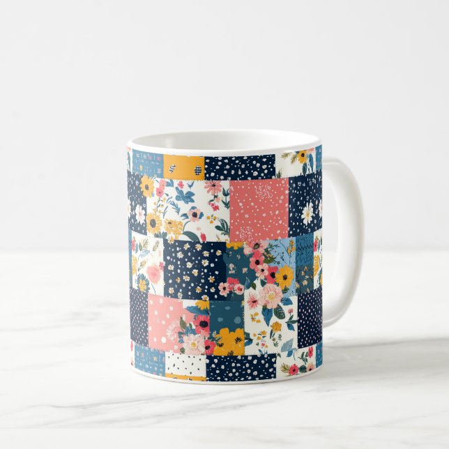 Mug Motif vintage à écailles florales (4) (Devant droit)