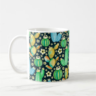 Mug Motif vintage avec succulents. Cactus aquarelle