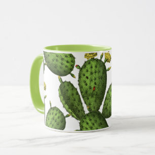 Mug Motif Vintage de Cactus Floral Jaune