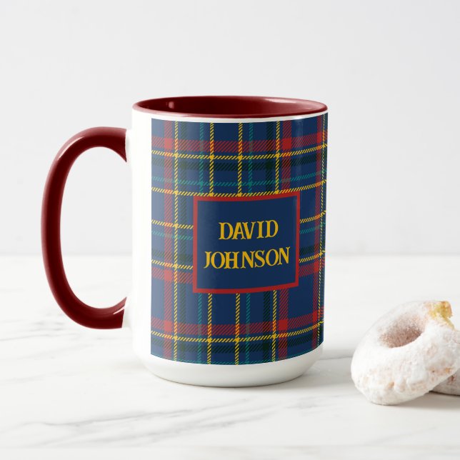 Mug Motif Vintage écossais Tartan Plaid Clan (Avec donut)