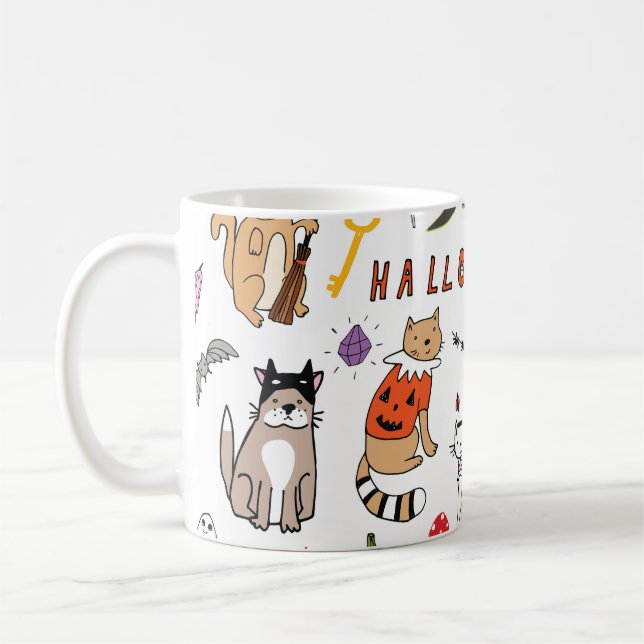 Mug Motif Vintage Halloween Cats (Gauche)