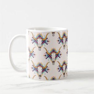 Mug motif vintage sans couture tribale avec crâne taur