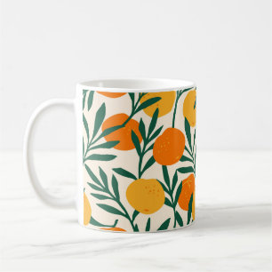 Mug Motif vintage sans soudure avec mandarins. Ha tend