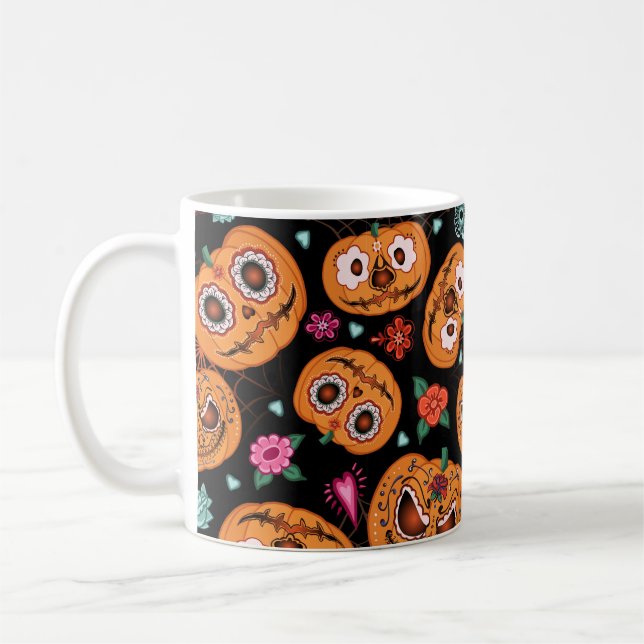 Mug motif vintage sans soudure pour Halloween. Citroui (Gauche)