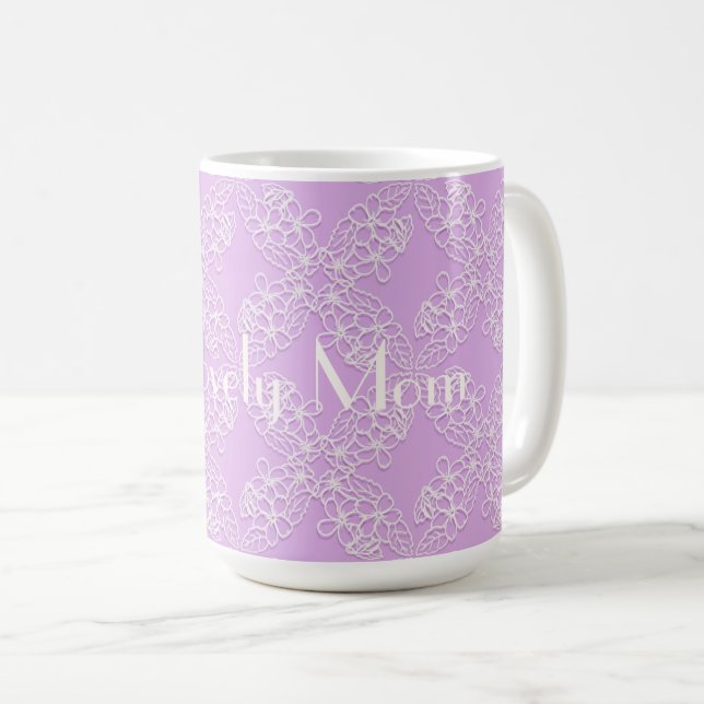 Mug motif violet floral de dentelle (Devant droit)