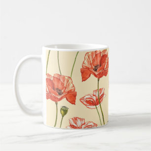 Mug Motif Watercolor Red Poppies.
