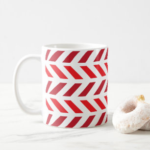 Mug Motif Zigzag Chevron Rayure Marron Rouge