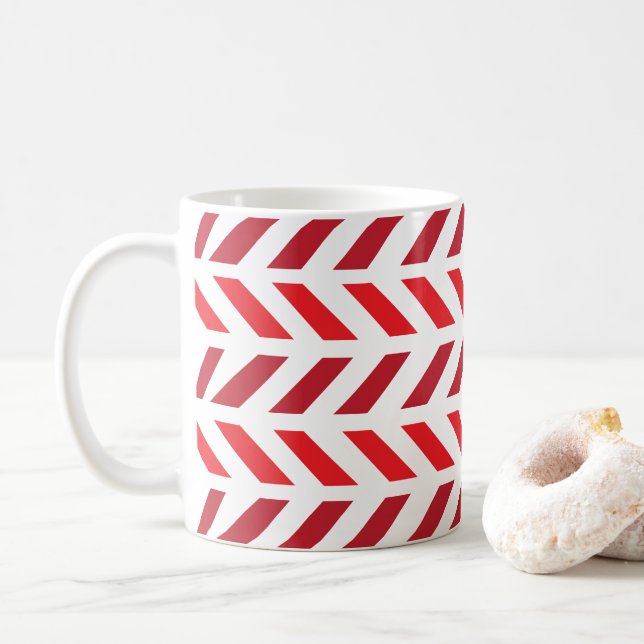 Mug Motif Zigzag Chevron Rayure Marron Rouge (Avec donut)