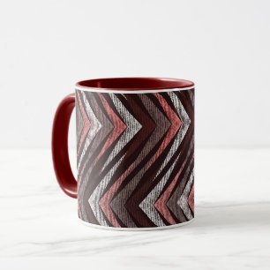 Mug Motif zigzag corail, gris, marron.