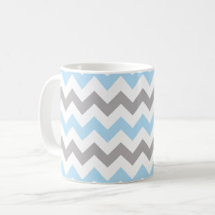 Mug Motif Zigzag, Motif Chevron, Bleu, Gris