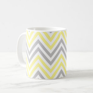 Mug Motif Zigzag, Motif Chevron, Jaune, Gris