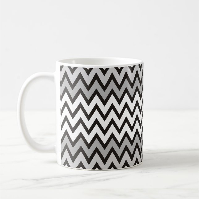 Mug Motif ZIGZAG - noir blanc gris + votre idée (Gauche)