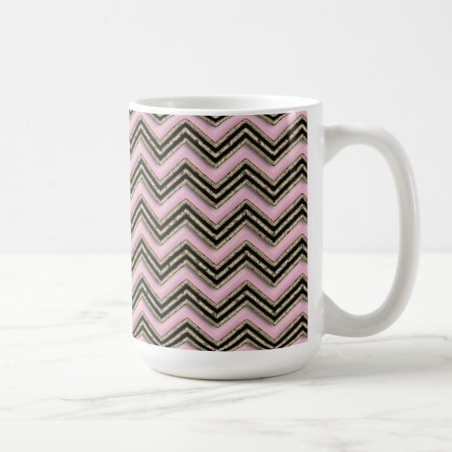 Mug Motif Zigzag noir et rose (Droite)
