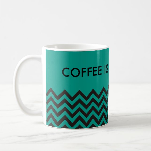 Mug Motif ZIGZAG - noir + votre arrière - plan & texte (Gauche)