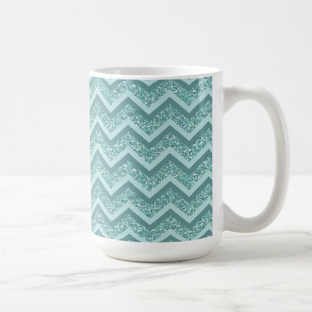 Mug Motif ZigZag Parties scintillant Turquoise (Droite)