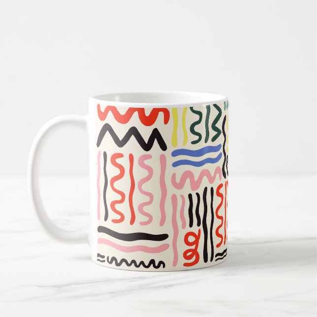 Mug Motif, zigzags, lignes et courbes (Gauche)