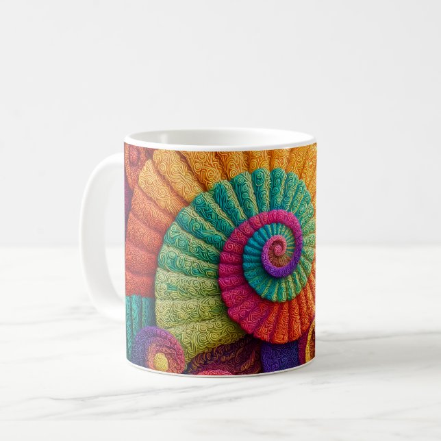 Mug Motifs Abstraits en Spirale Vibrants (Devant gauche)