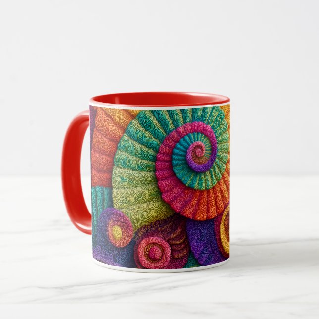 Mug Motifs Abstraits en Spirale Vibrants (Devant gauche)