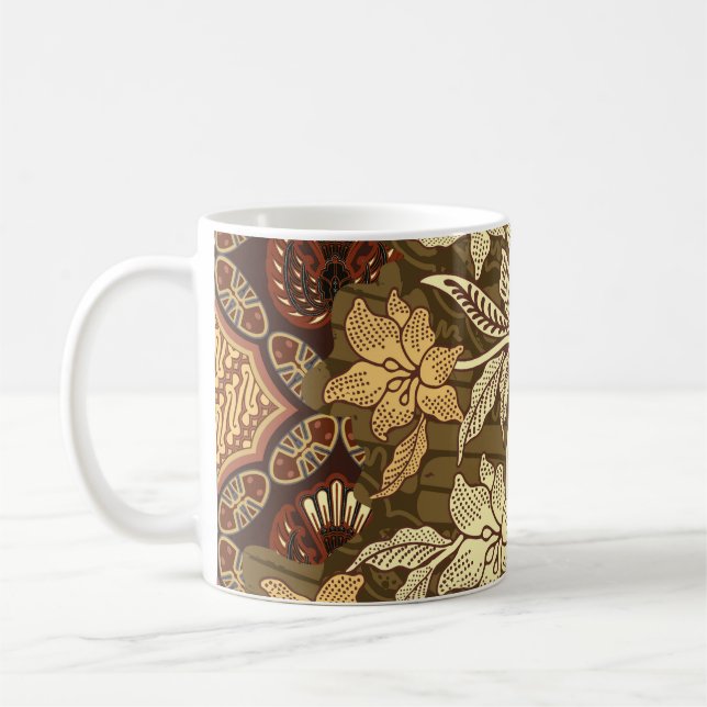 Mug Motifs batik indonésiens avec patte de flore et de (Gauche)