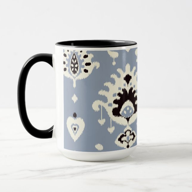 Mug Motifs beiges gris mignons de tribal d'ikat (Gauche)