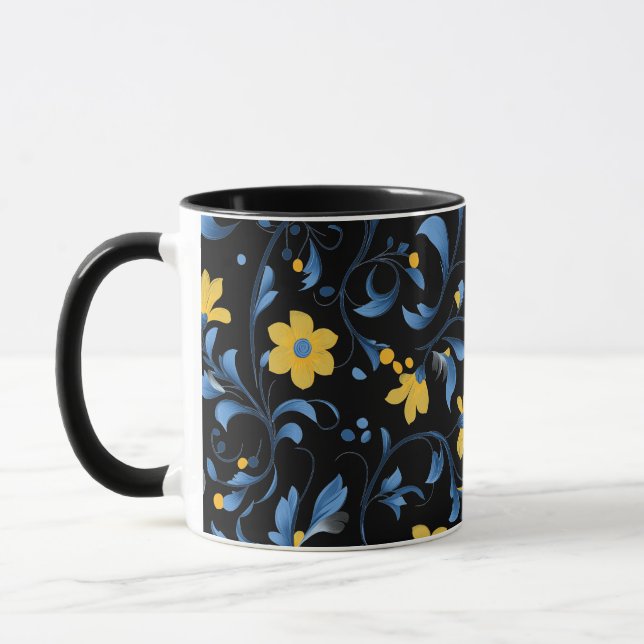 Mug Motifs d'art ukrainien bleu et jaune (Gauche)