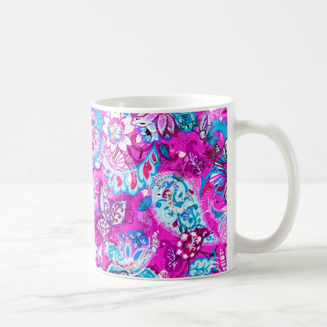Mug Motifs de fleurs roses bleues mignons (Droite)