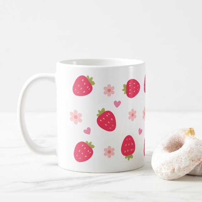 Mug Motifs de fraises mignons (Avec donut)