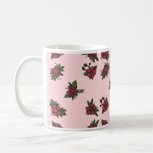 Mug Motifs de roses, joli petit dessin rose et rouge