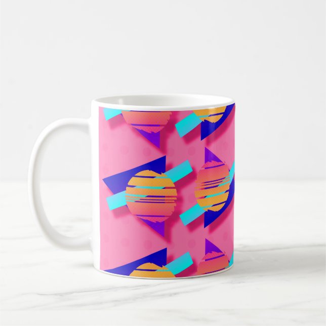 Mug Motifs du triangle rose chaud Memphis Neon (Gauche)