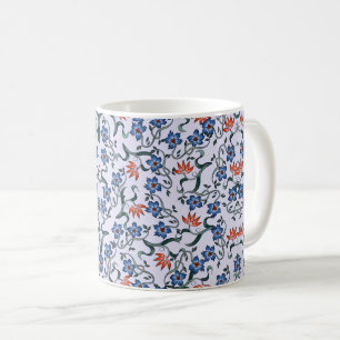 Mug Motifs floraux bleus vibrants avec vignes vertes