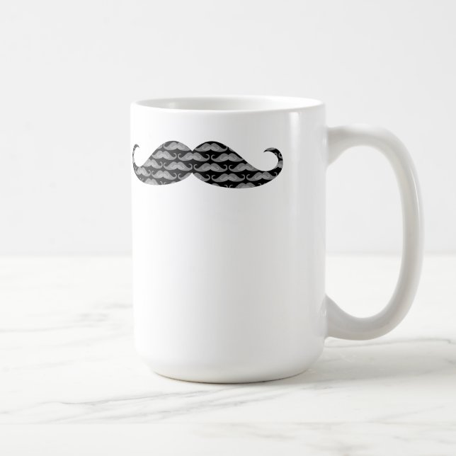Mug Motifs frais de moustache de gamme de gris (Droite)
