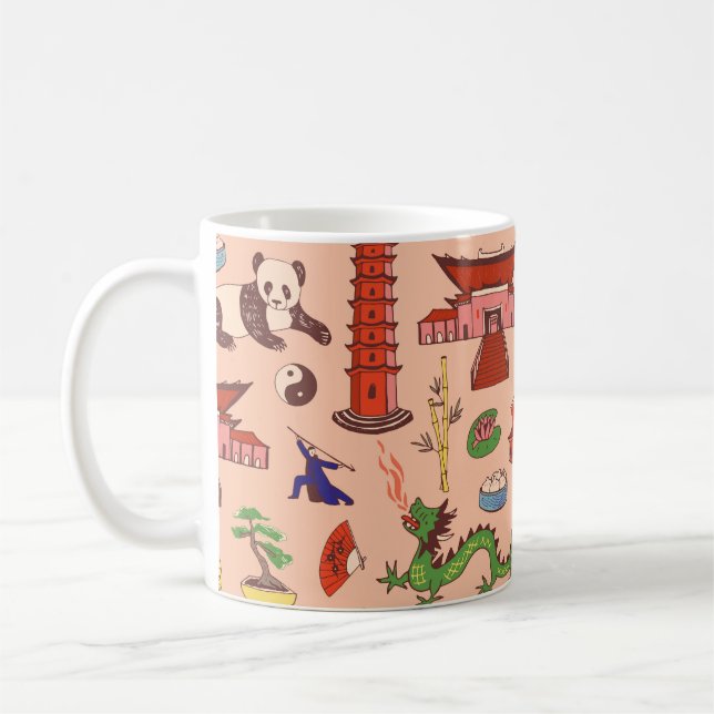 Mug Motifs hongkongais dessinés à la main : motif sans (Gauche)