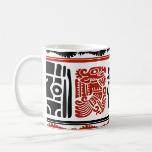 Mug Motifs indiens, rouge noir, motif sans couture.