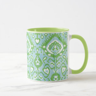 Mug Motifs verts et bleus en pastel mignons de tribal