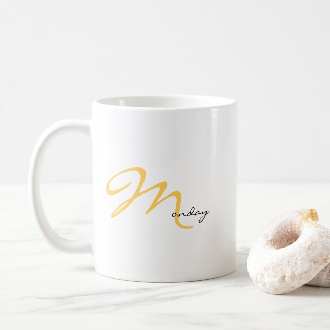 Mug Motivation Lundi Magique Nouvelle Typographie de D (Avec donut)