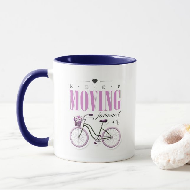 Mug Motivation mignonne continuer à avancer avec le vé (Avec donut)