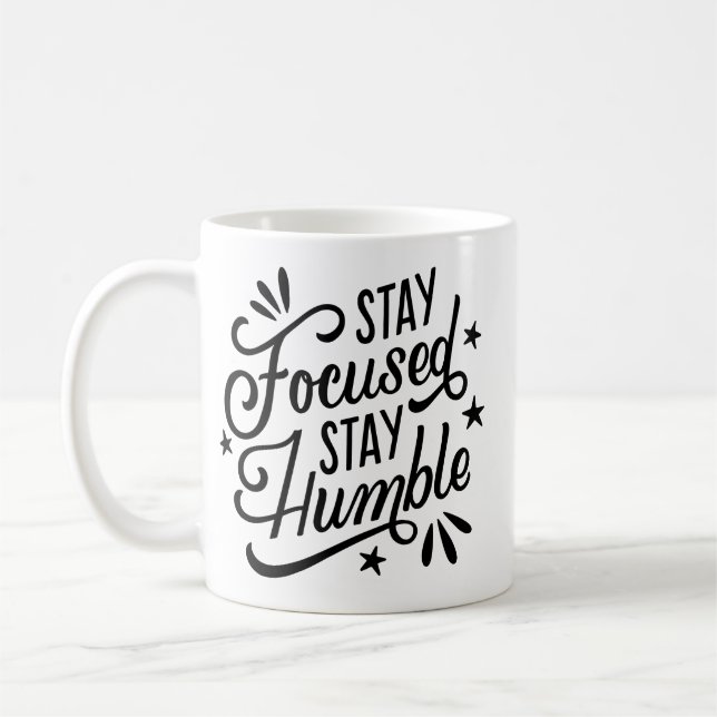 Mug Motivation minimaliste Gras Noir Lettre blanche (Gauche)
